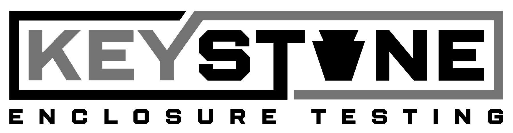Exact approved gray and black Keystone Enclosure Testing logo from its original transparent PSD export