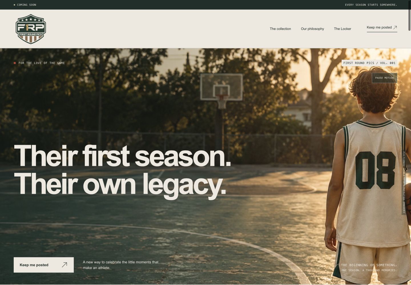 First Round Pics desktop website concept, preserved existing design
